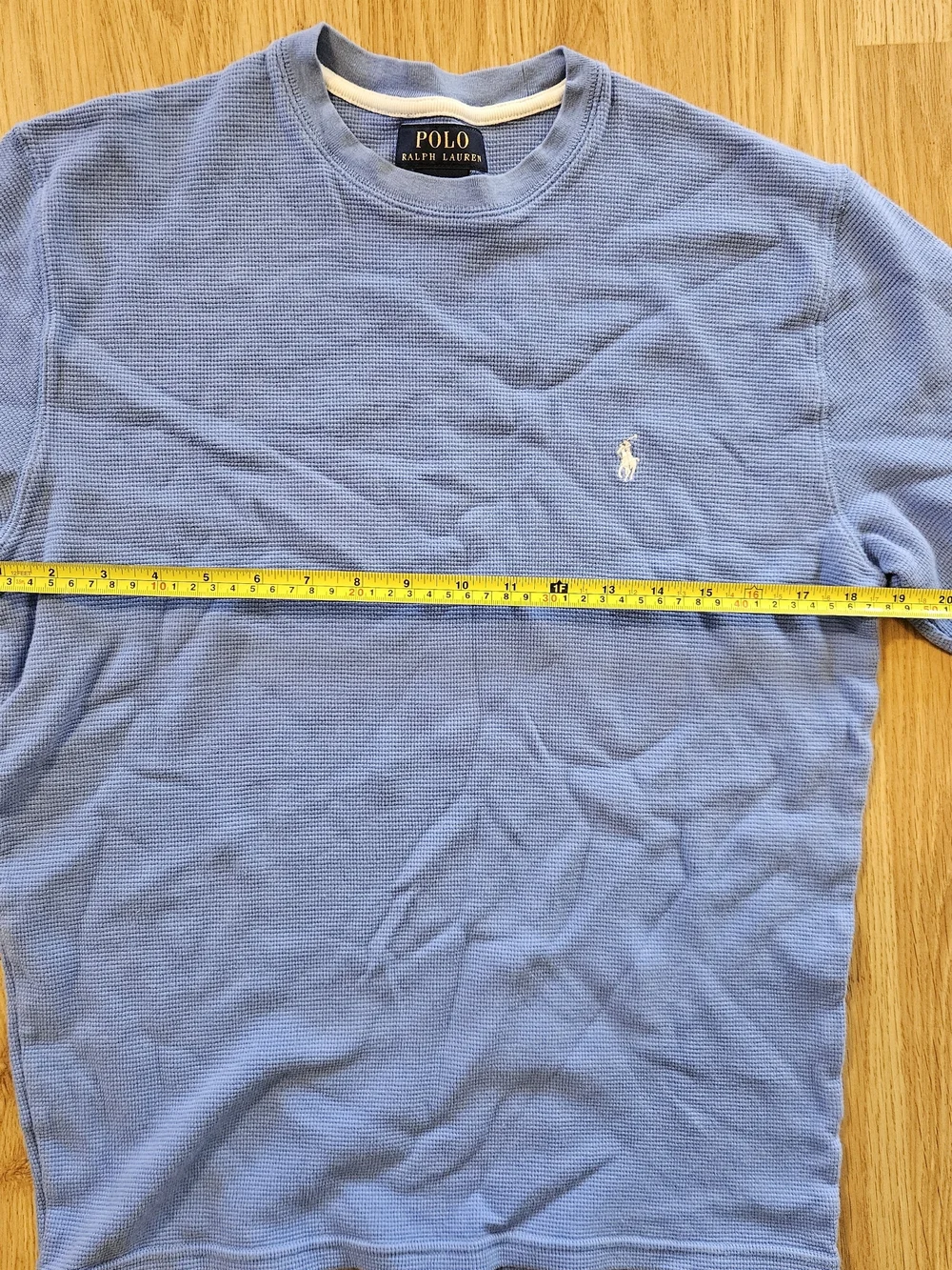 Polo by Ralph Lauren Light Blue Waffle Knit Crewneck Long Sleeve Shirt - Picture 5 of 6